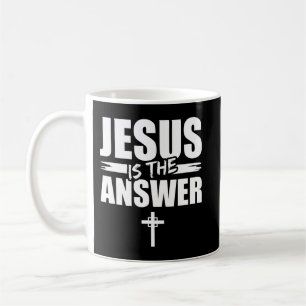 Jezus is het antwoord Jezus T-Shirt. Koffiemok