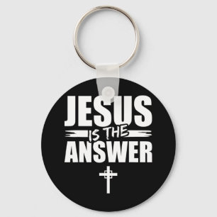 Jezus is het antwoord Jezus T-Shirt. Sleutelhanger