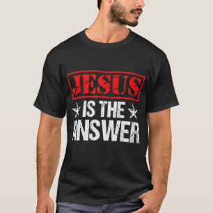 Jezus is het antwoord op de Christelijke trouw. T-shirt