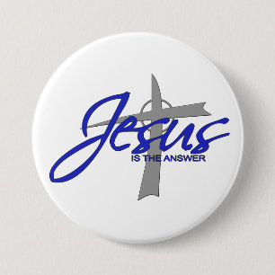 Jezus is het antwoord ronde button 7,6 cm