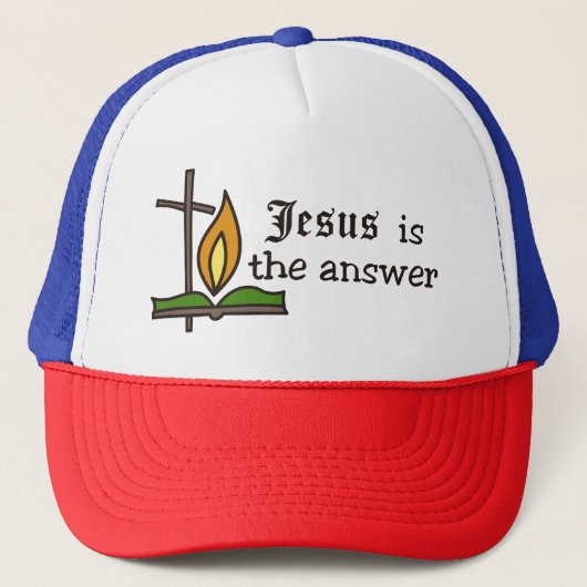 Jezus is het antwoord trucker pet (Voorkant)