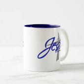 Jezus is het antwoord tweekleurige koffiemok (Voorkant rechts)