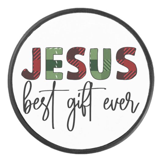 Jezus is het beste cadeau ooit Christelijk Kerstmi Hockey Puck (Voorkant)