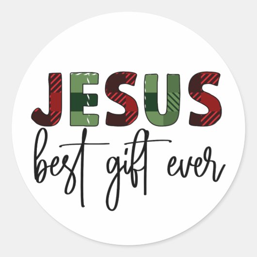 Jezus is het beste cadeau ooit Christelijk Kerstmi Ronde Sticker (Voorkant)