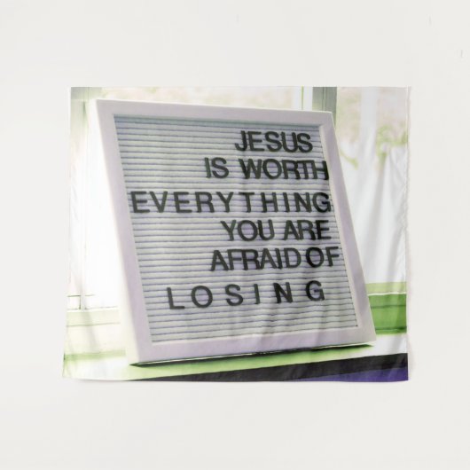 Jezus is het Christelijke gebaar Wandkleed (Voorkant (horizontaal))