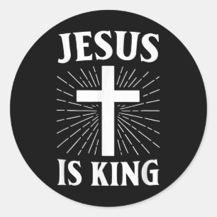 Jezus is het Christelijke geloofskruis Ronde Sticker