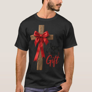 Jezus Is Het Geschenk Christelijke Kerst Houten Kr T-shirt