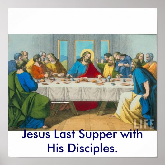 Jezus is het laatste Super met zijn disciples. Poster (Voorkant)