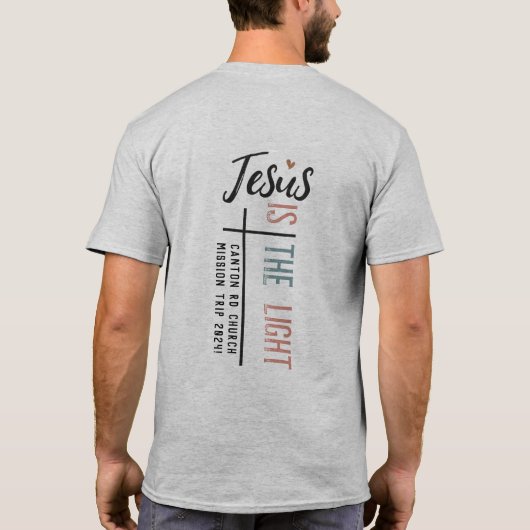 "Jezus is het licht", gedeelte op de rug T-shirt (Achterkant)