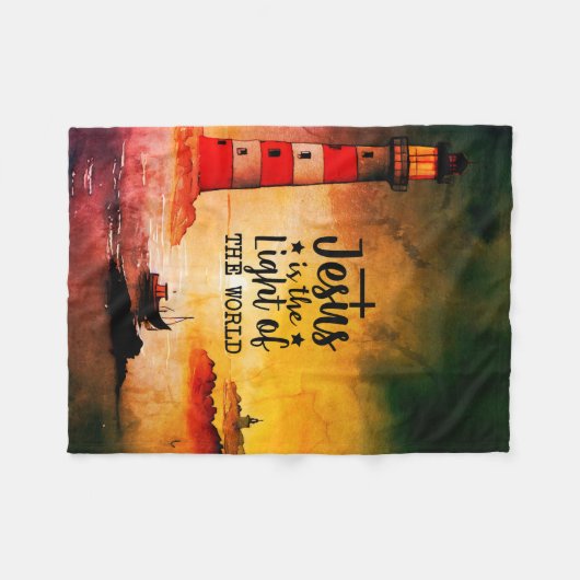 Jezus is het Licht van de Wereld Bijbelse Verse Fleece Deken (Voorkant (Horizontaal))