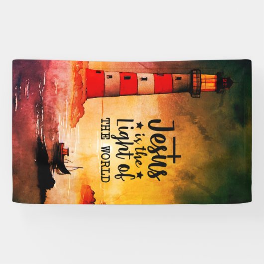 Jezus is het Licht van de Wereld Bijbelse Verse Spandoek (Horizontaal)