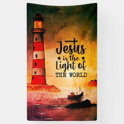 Jezus is het Licht van de Wereld Bijbelse Verse Spandoek (Verticaal)