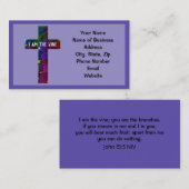 Jezus is het wijnkruis en druiven Bijbelvers Visitekaartje (Voorkant / Achterkant)