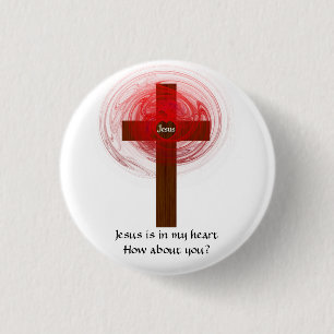 Jezus is in mijn hart ronde button 3,2 cm