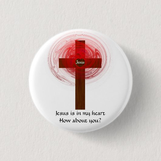 Jezus is in mijn hart ronde button 3,2 cm (Voorkant)