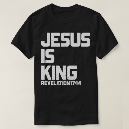 Jezus is King Revelation 1714 Bijbelverse voor man T-shirt (Design voorkant)