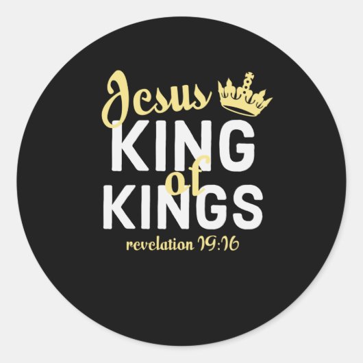Jezus is Koning Bijbel Openbaring 19-16 Ronde Sticker (Voorkant)