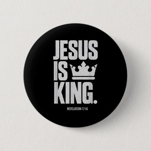 Jezus is Koning Bijbel Religieuze Schrift Quote Ch Ronde Button 5,7 Cm