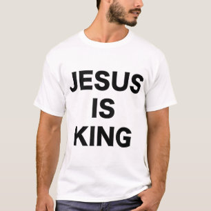 Jezus is Koning Bold Black Tekst Christelijk Relig T-shirt