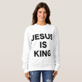 Jezus is Koning Bold Black Tekst Christelijk Relig Trui (Voorkant volledig)