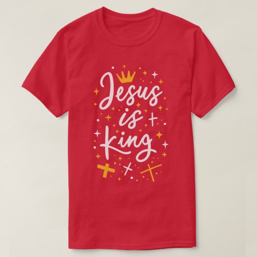 Jezus is koning Christelijk citaat T-shirt (Design voorkant)