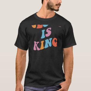 Jezus is koning Christelijk esthetisch op de rug T-shirt