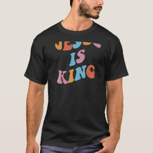 Jezus is koning Christelijk esthetisch op de rug T-shirt