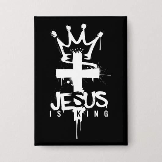 Jezus is Koning Christelijk Geloof Kruis Button (Voorkant)