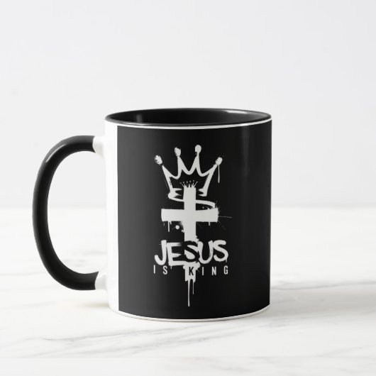 Jezus is Koning Christelijk Geloof Kruis Mok (Links)