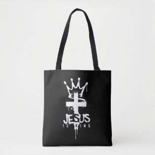 Jezus is Koning Christelijk Geloof Kruis Tote Bag