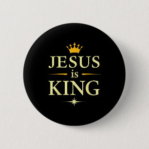 Jezus Is Koning _ Christelijk Geloof Ontwerp Ronde Button 5,7 Cm