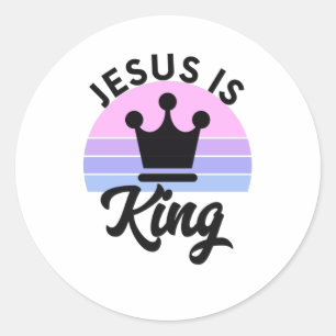 Jezus is koning - Christelijk geloofscitaat Ronde Sticker
