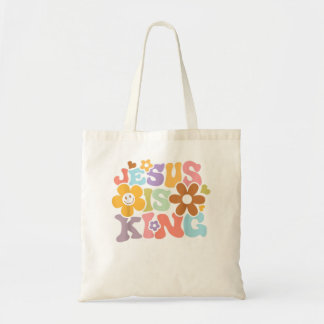 Jezus is koning Flower Hippie Colorful Tote Bag
