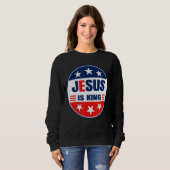 Jezus is koning God zegene Amerika Trui (Voorkant volledig)