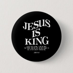 Jezus is Koning Johannes Bijbelvers Christelijk Re Ronde Button 5,7 Cm