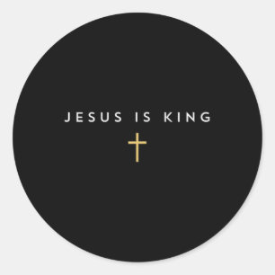 Jezus is Koning Kruis dun Christelijk Geloof Jezus Ronde Sticker