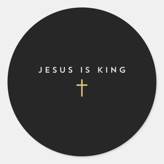 Jezus is Koning Kruis dun Christelijk Geloof Jezus Ronde Sticker (Voorkant)