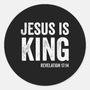Jezus is Koning Openbaring 17:14 Christelijk Geloo Ronde Sticker