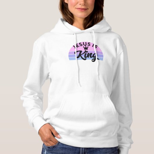 Jezus is koning - Retro Sunset Christelijk Hoodie (Voorkant)