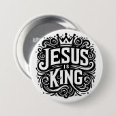 Jezus is koning ronde button 7,6 cm (Voorkant /achterkant)