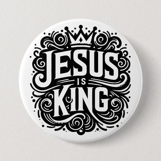 Jezus is koning ronde button 7,6 cm (Voorkant)