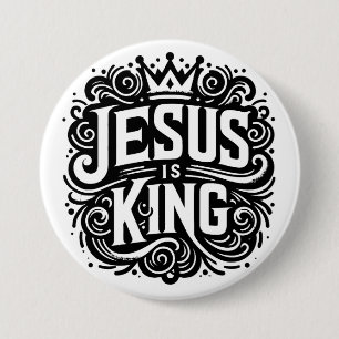 Jezus is koning ronde button 7,6 cm