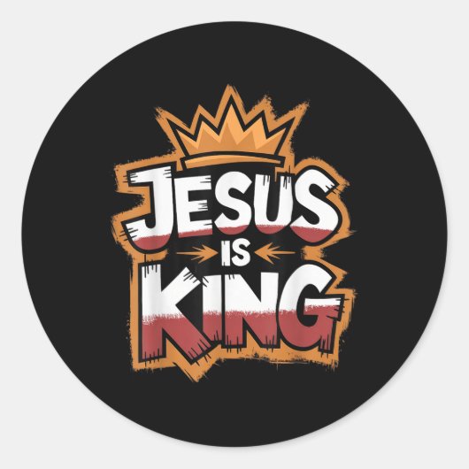 Jezus is koning ronde sticker (Voorkant)