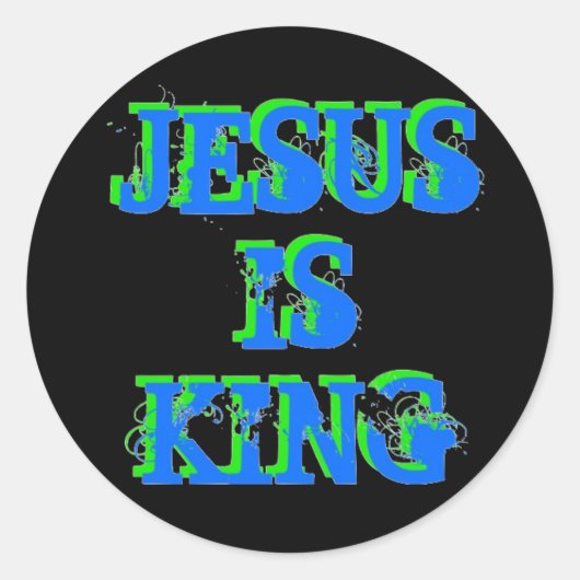Jezus is koning ronde sticker (Voorkant)