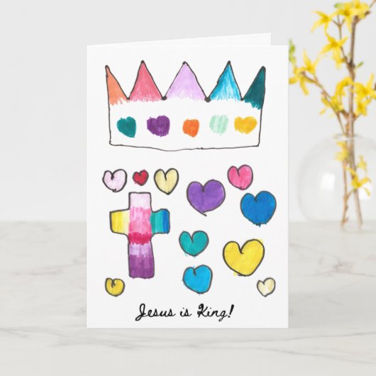 Jezus is Koning Vakantie Kaart (Gele Bloem)