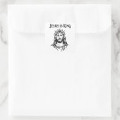 Jezus is koning vierkante sticker (Tas)