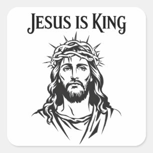 Jezus is koning vierkante sticker