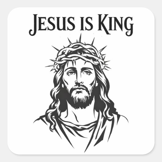 Jezus is koning vierkante sticker (Voorkant)