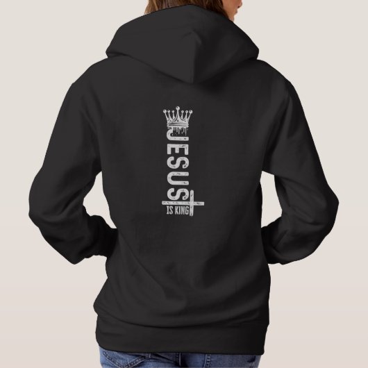 Jezus is koning | Witte  Christelijke kroon Hoodie (Achterkant)