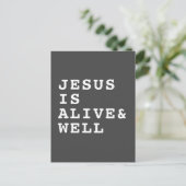 Jezus is levende en donkergrijze briefkaart (Staand voorkant)